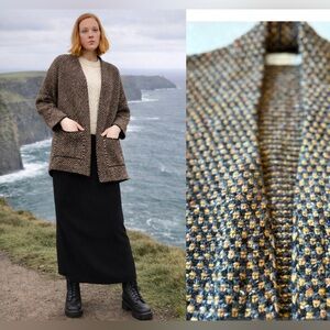 ☘️ MCCONNELL Ireland 100% Wool Tweed Cocoon Car Coat - Coastal Cottage Vibe M/L